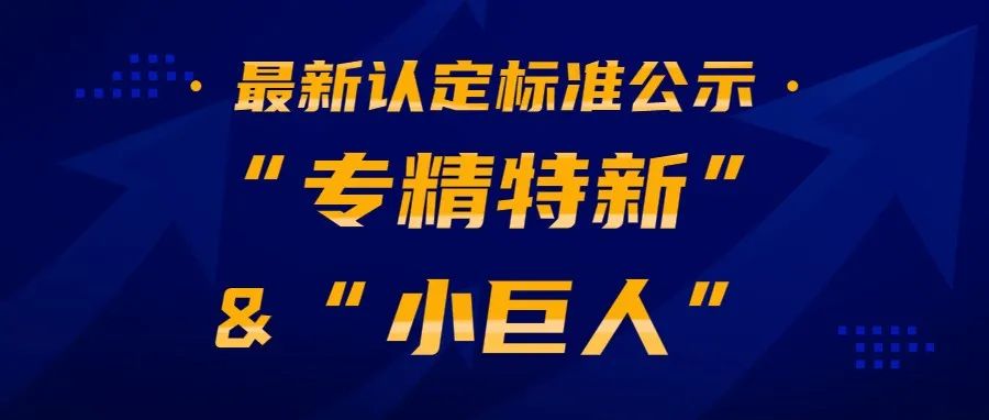 重磅！最新“专精特新”及“小巨人”企业认定标准发布！