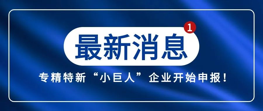 国家专精特新“小巨人”企业开始申报啦！请企业于6月28日前完成线上报送！